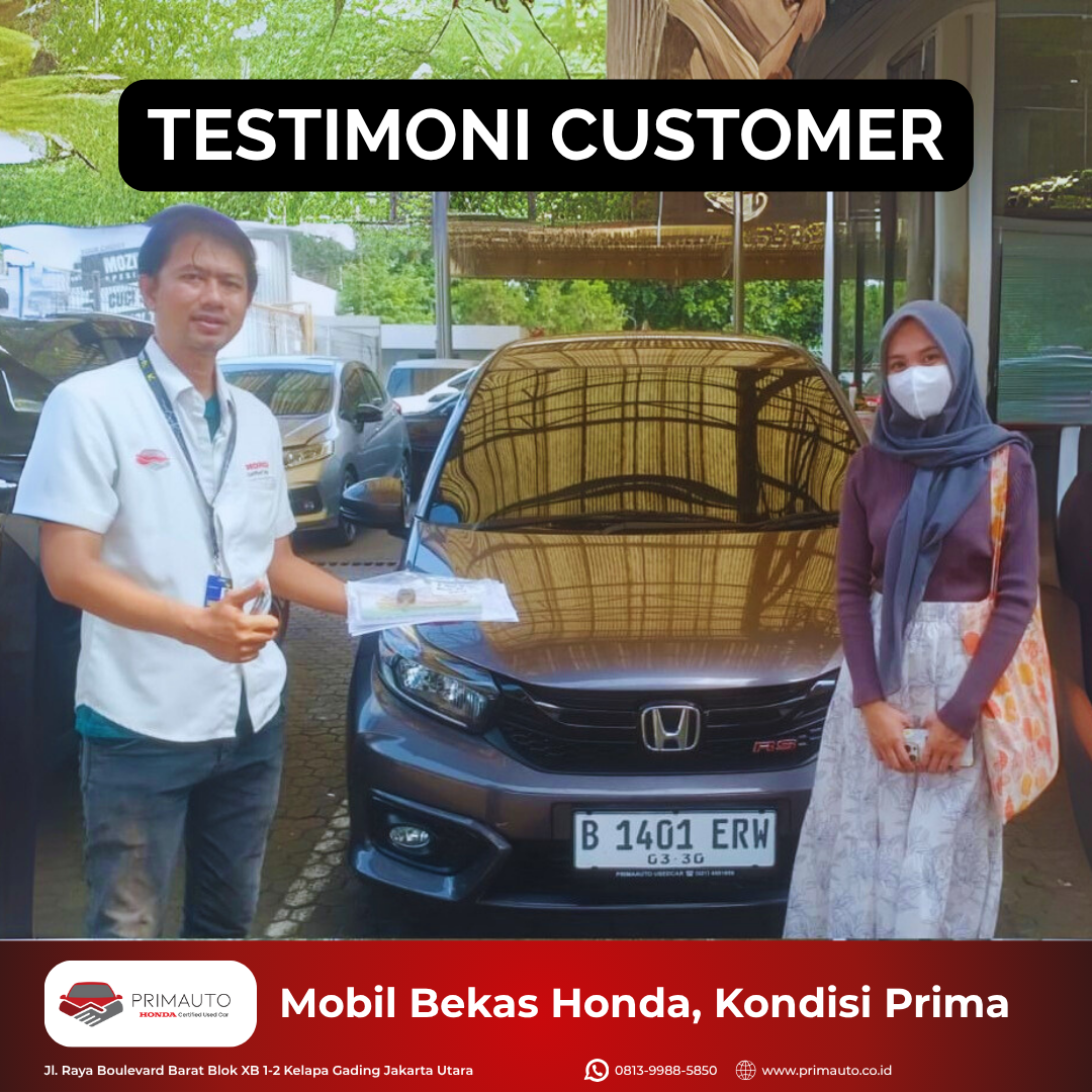 Terima kasih Kak Nadin atas kepercayaannya memilih PRIMAUTO! 🙏
Selamat atas mobil barunya, Honda Brio RS 2019🤝
Semoga perjalanan Bapak selalu aman, nyaman, dan menyenangkan bersama mobil impian 🚘✨

Cari mobil bekas berkualitas & proses mudah seperti Kak Nadin?
Langsung ke PRIMAUTO aja!